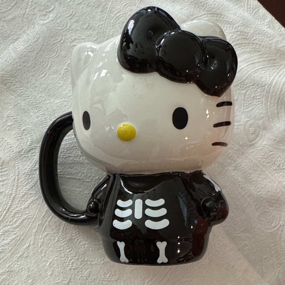 Hello Kitty Black and White Skeleton Mug